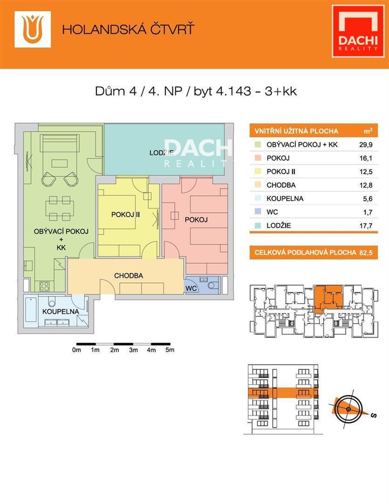 Pronájem bytu 3+kk s balkonem v Olomouci, ulice Aloise Rašína