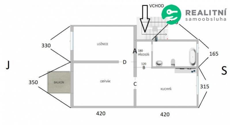 Prodej bytu v Teplicích 2+1, 50m2 v cihlové zástavbě