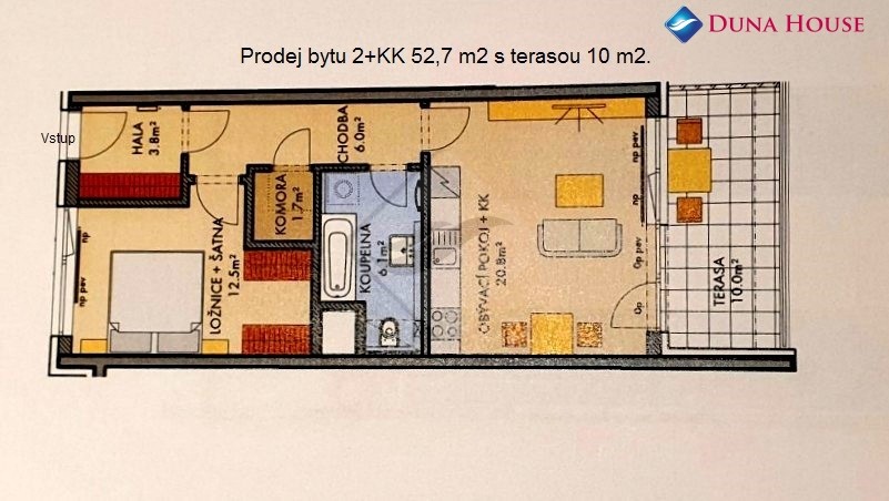 Prodej bytu 2 +KK/T, 52,7 m2, DV, Praha 6 - Ruzyně.