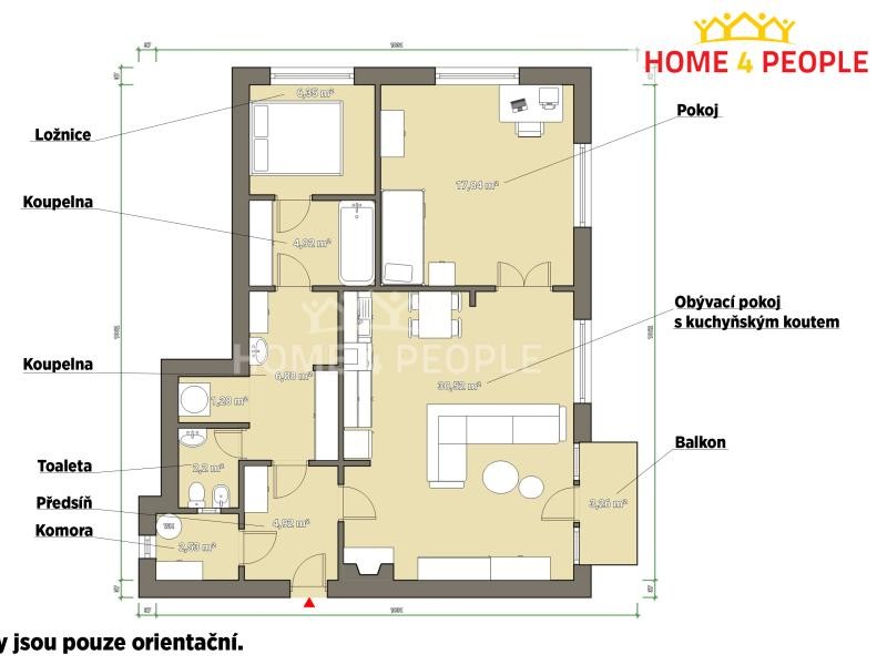 Prodej cihlového bytu 3+KK/B, 83,8m2, ul.Tyršova-Poděbrady