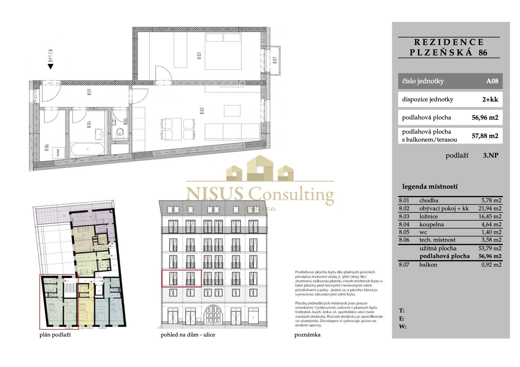 Rezidence Košíře, prodej bytu 2+kk, 57,88 m2, balkón, parkování, Praha 5 - Košíře