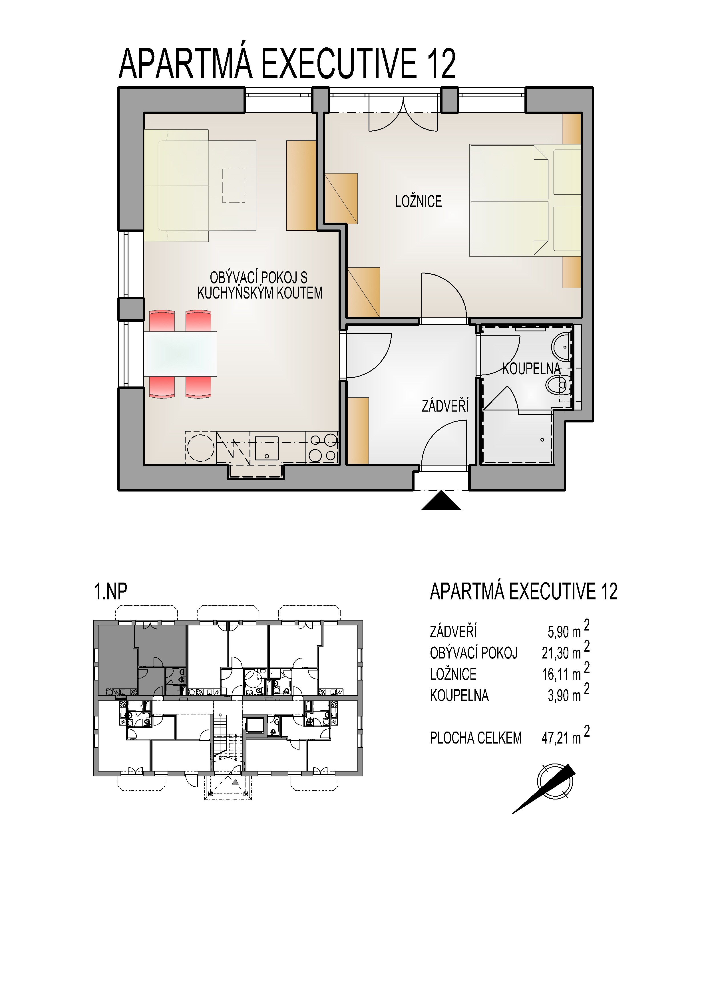  Apartmán 2+kk (č.12) v Horní Lipové včetně parkovacího místa a vybavení