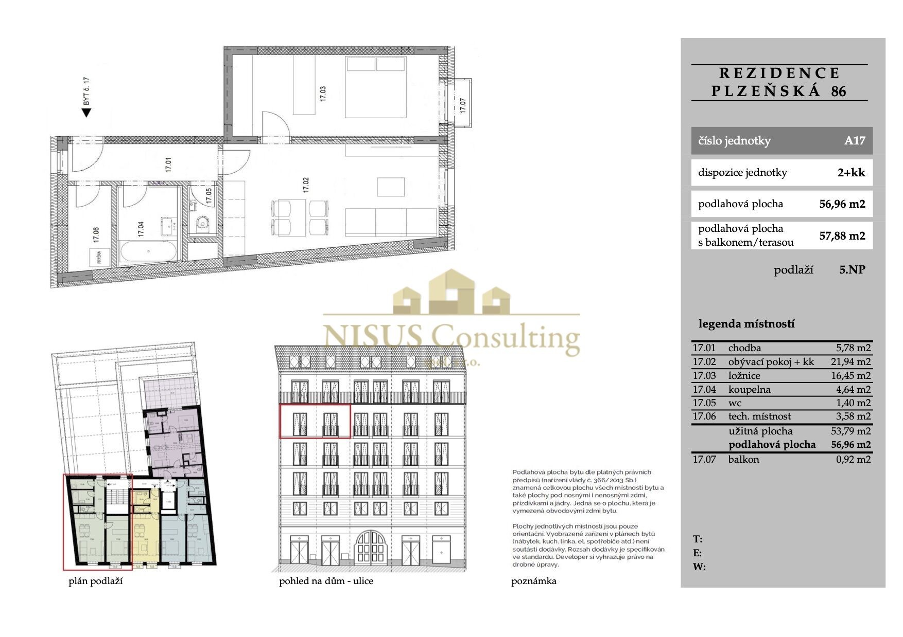 Rezidence Košíře, prodej bytu 2+kk, 57,88 m2, balkón, parkování, Praha 5 - Košíře