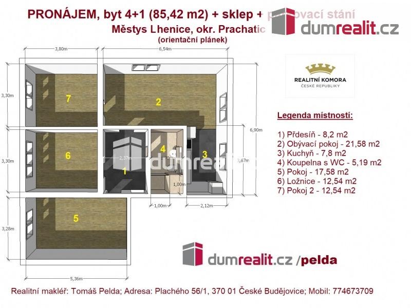 Pronájem, zrekonstruovaný, vybavený byt 4+1, ul. Netolická, České Budějovice