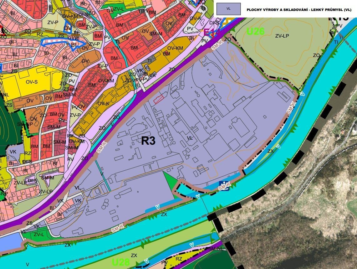 Pronájem různě velkých pozemků uvnitř areálu, např. pro skladování, parkování TIR
