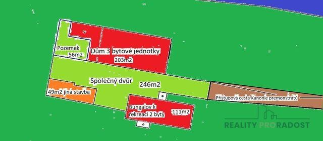 Areál Ostrůvek Želiv, rodinný dům a rekreační objekt na pozemku 655m2