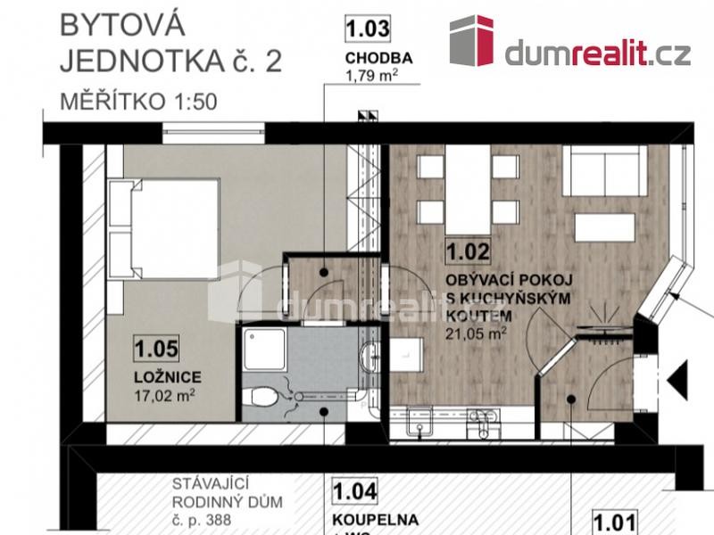 Prodej, byt 2+kk, 51,75 m2, Mariánské Lázně, Úšovice