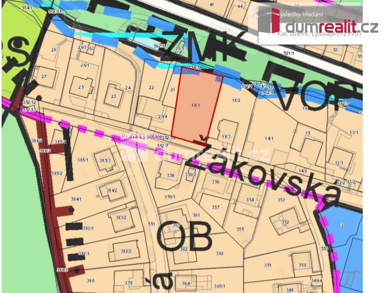 Prodej stavebního pozemku, 874 m2, plyn, voda, kanalizace, elektro, Praha 6 - Lysolaje