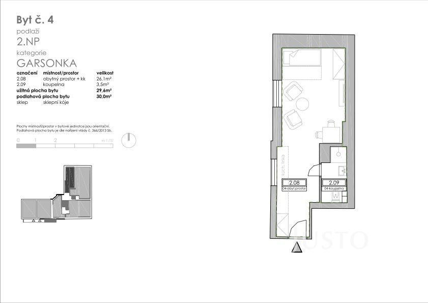Prodej zrekonstruovaného bytu 1+kk 30 m² - Vimperk