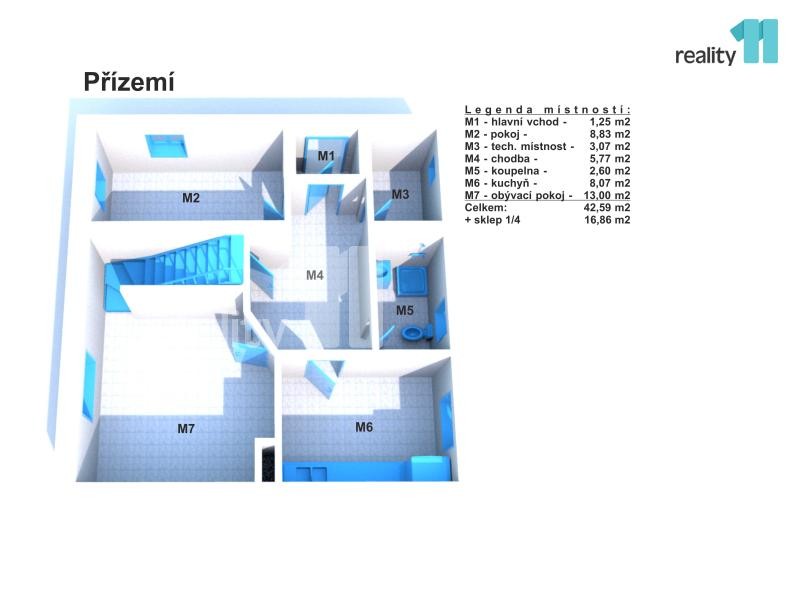 Prodej, rodinný dům, 4+1, 97 m2, Zruč nad Sázavou