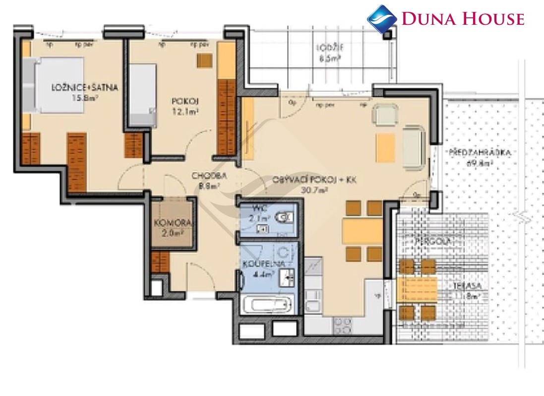 Prodej bytu 3+KK/terasa, lodžie a předzahrádka, 169 m2, OV, Praha 6 - Ruzyně.