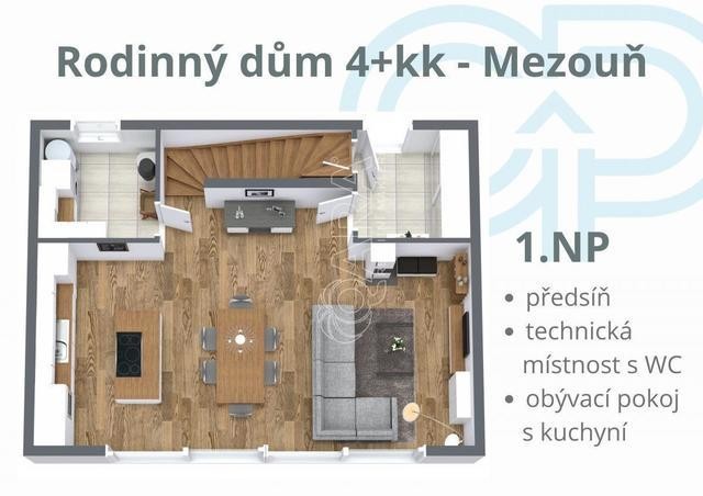 Prodej novostavby řadového rodinného domu 4+kk v Mezouni!