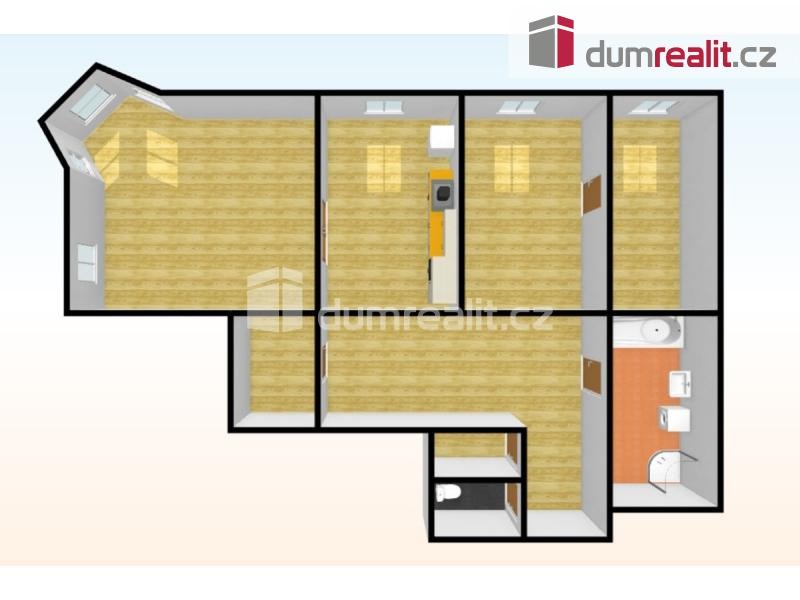 Prostorný  byt 3+1, 110 m2. 1.patro / 2 np, cihla, Praha 6 - Dejvice