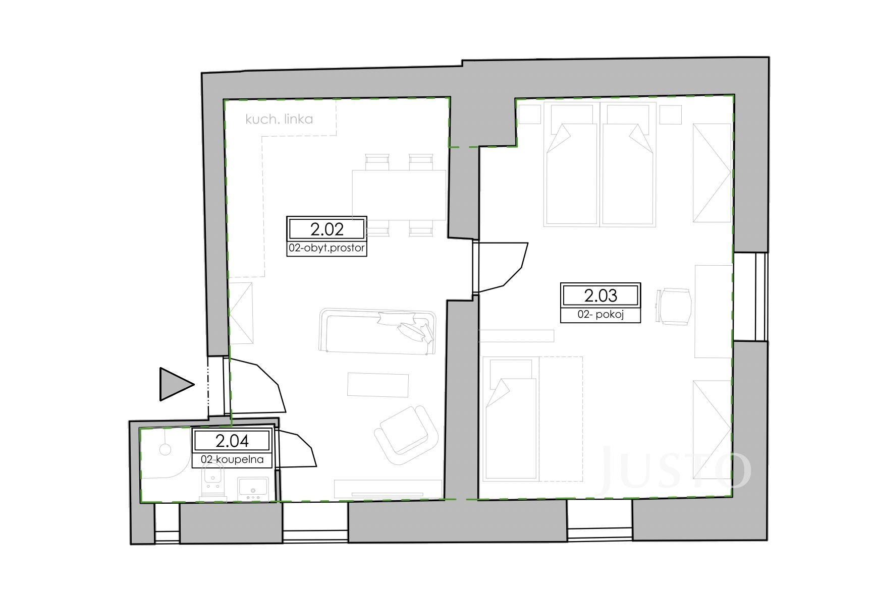 Prodej zrekonstruovaného bytu 2+kk, 52 m² - Vimperk