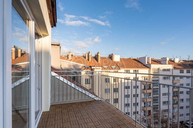 Pronájem bytu 1+1 s terasou, ulice U Parního mlýna, Praha - Holešovice