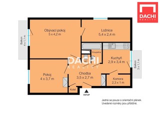 Pronájem bytu 3+1 se dvěma balkóny i se zahrádkou, 91 m² v obci Vsisko.