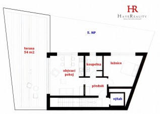 Pronájem exkluzivního, velmi pěkného bytu 2+kk, 52 m2 + terasa 54 m2, centrum, Benešov